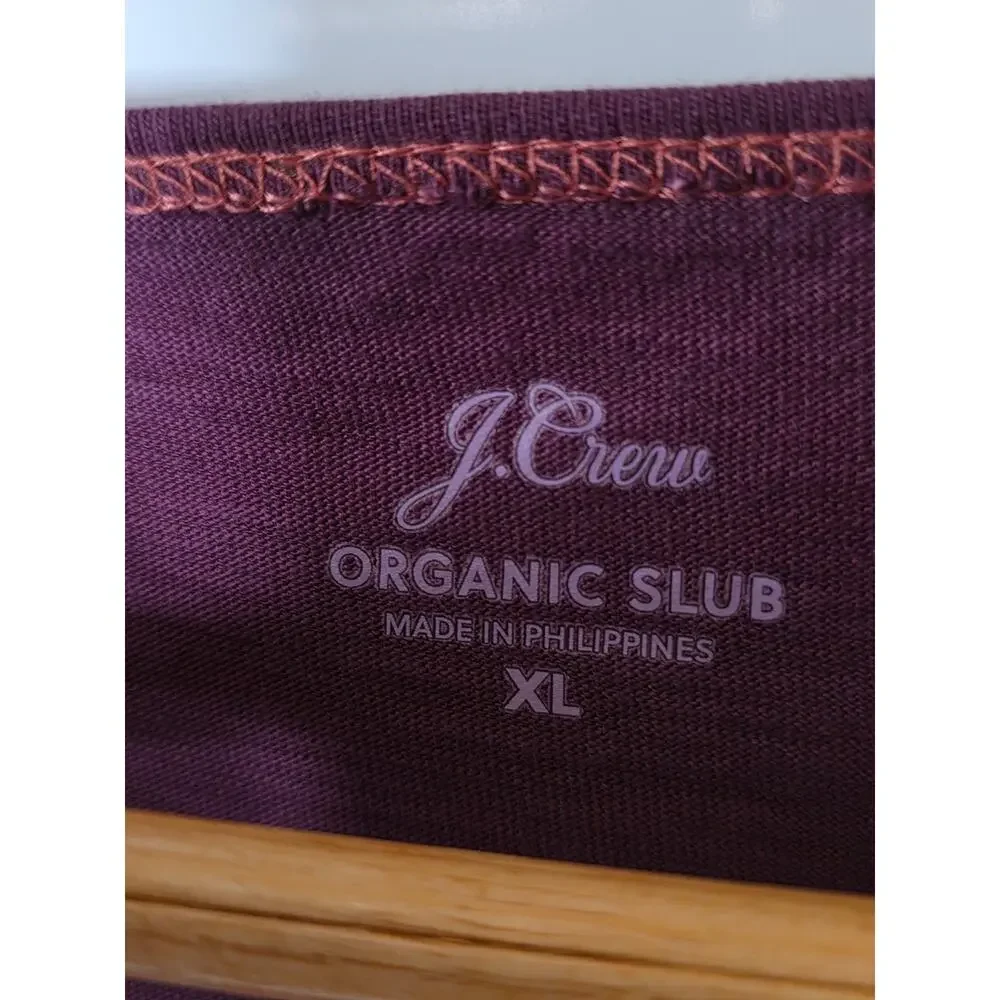 J Crew Organic Slub Cropped Short sleeve T-shirt Basic Scoop Neck Tee - Plum XL